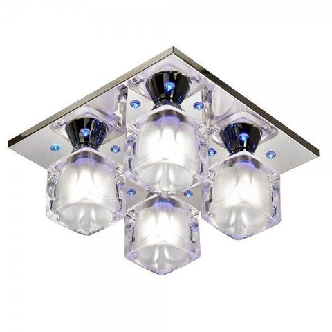 Searchlight 3784-4CC Cool Ice -4 Light G9+Leds Chrome Flush/Frosted Glass Cube Shades Light.