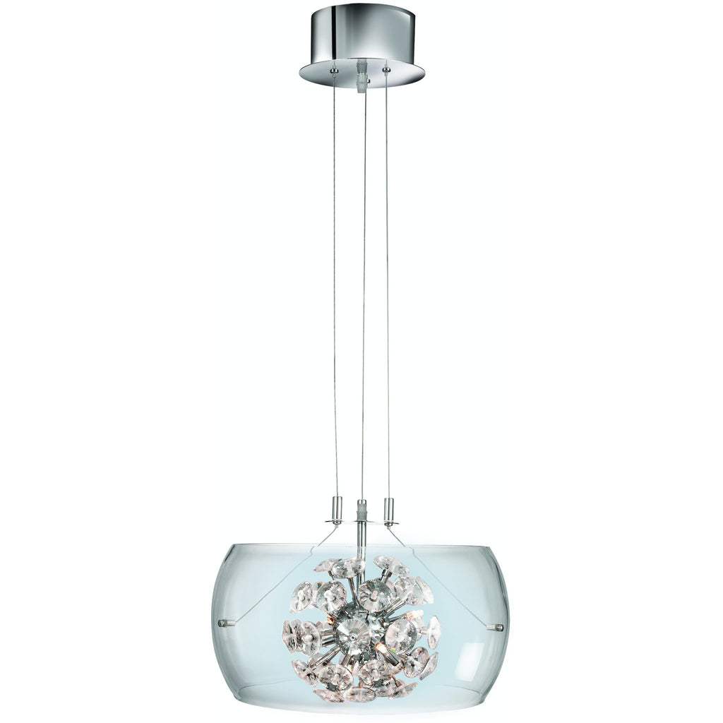 *CLEARANCE* Searchlight 3809-9cc 'Safia' Glass Drum Pendant Ceiling Light, [product_variation] - Freedom Homestore