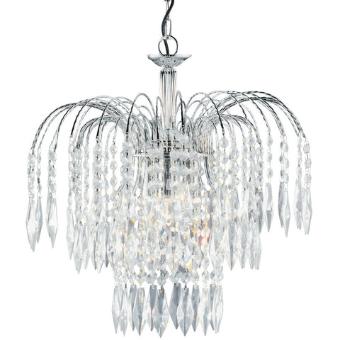 Searchlight "Waterfall" Chrome & Crystal Drop Marie Therese Chandelier Lights, [product_variation] - Freedom Homestore