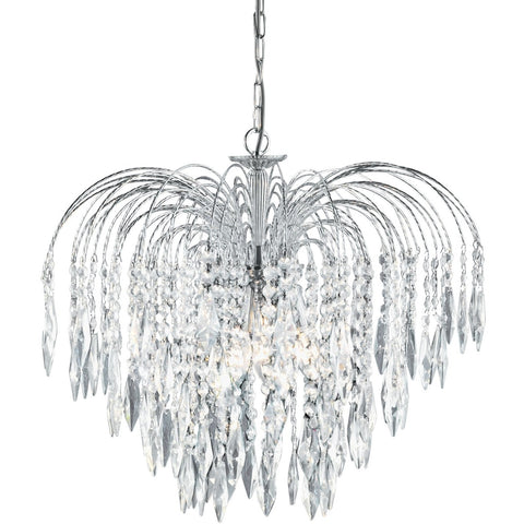 Searchlight "Waterfall" Chrome & Crystal Drop Marie Therese Chandelier Lights, [product_variation] - Freedom Homestore