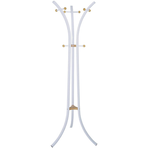 Modern Design Metal Coat Stand & Solid Wood Trim in White or Silver, [product_variation] - Freedom Homestore