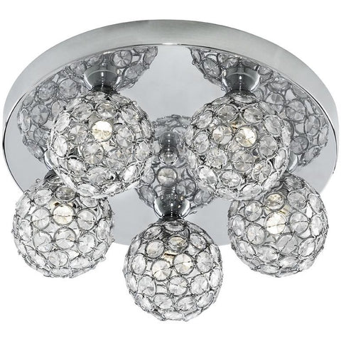 Searchlight 5075-5CC 'Bellis 2' Chrome 5 Light Flush- Chrome/Acrylic Ball
