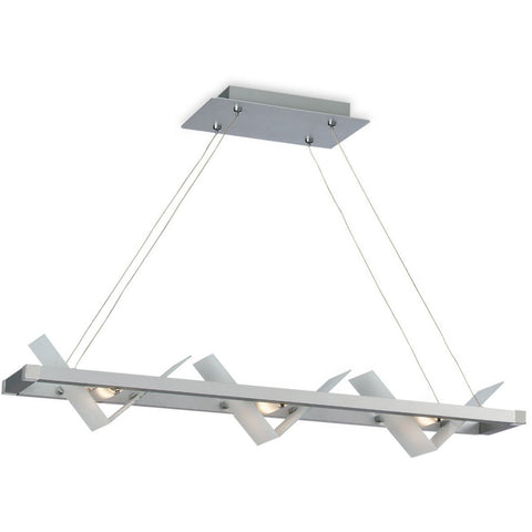 Firstlight 'Frame' 3 Light Ceiling Pendant. Satin Steel & Glass 5420SS