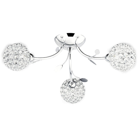 Searchlight 6573-3CC 'Bellis 2' 3-Light Chrome Flush Chandelier - Round Shades