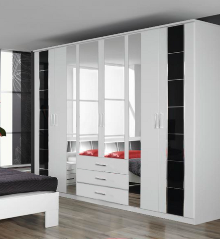 Rauch 'Aarau' Range German Made Bedroom Furniture. White & Gloss Black