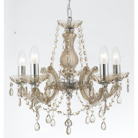 Marie Therese Glass 'Crystal' Chandelier Light "Champagne" Finish - Acrylic Arms