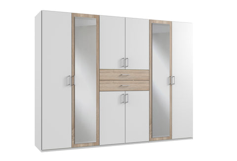 ASSEMBLY INCLUDED Qmax 'Diva' Wardrobe, White & Oak. German Bedroom Furniture.