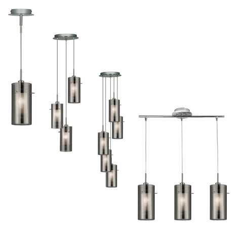 Searchlight Duo-2 Smoked Glass Round Shade Ceiling Light Range.