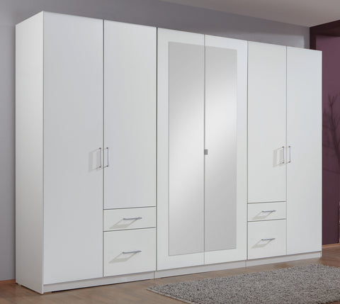ASSEMBLY INCLUDED 'Friday' 225cm or 270cm Wardrobe w Drawers, White. German Bedroom Furniture.