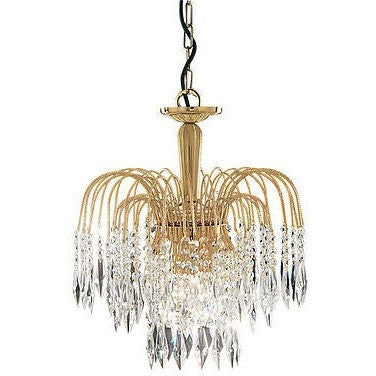 Searchlight "Waterfall" Gold Finish & Crystal Drop Marie Therese Chandelier Lights, [product_variation] - Freedom Homestore