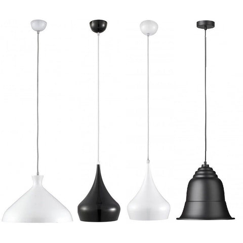 Searchlight Adjustable-Height Ceiling Pendant Lights White Black Glass, [product_variation] - Freedom Homestore