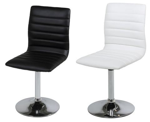 Actona "Piper" Designer Dining Chairs, Padded, Black or White & Chrome.