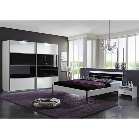 Qmax German Made Bedroom Furniture - Satellite Range - Black Glass & White, [product_variation] - Freedom Homestore