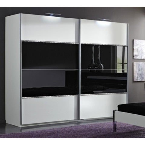 Qmax German Made Bedroom Furniture - Satellite Range - Black Glass & White, [product_variation] - Freedom Homestore
