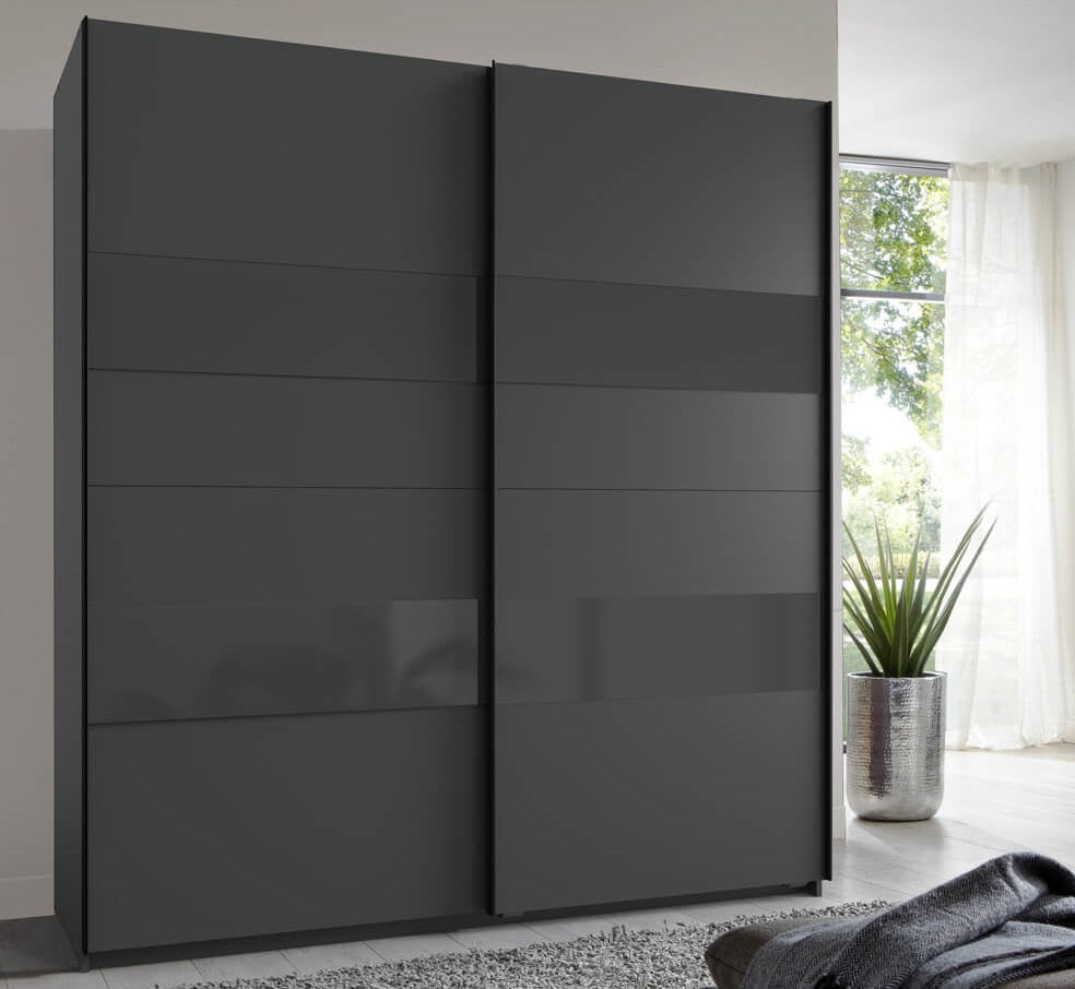 ASSEMBLY INCLUDED Qmax 'Altona' 135cm Sliding Door Wardrobe. Graphite. German Bedroom Furniture