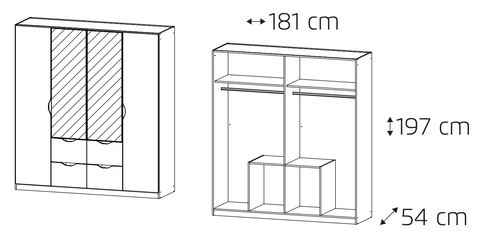 Rauch 'Arnstein' 3 or 4 Door Wardrobe, Stone & White. German Bedroom Furniture.