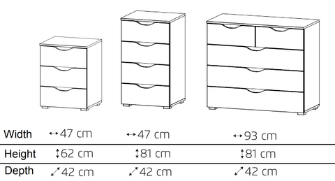 Rauch 'Arnstein' Chest of Drawers Range, Stone & White. German Bedroom Furniture.