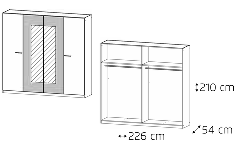 Rauch 'Borba' Range, White & Oak. German Bedroom Furniture.