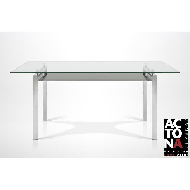 *Clearance* Actona "Calem" Designer Clear Glass & Chrome Dining Table., [product_variation] - Freedom Homestore