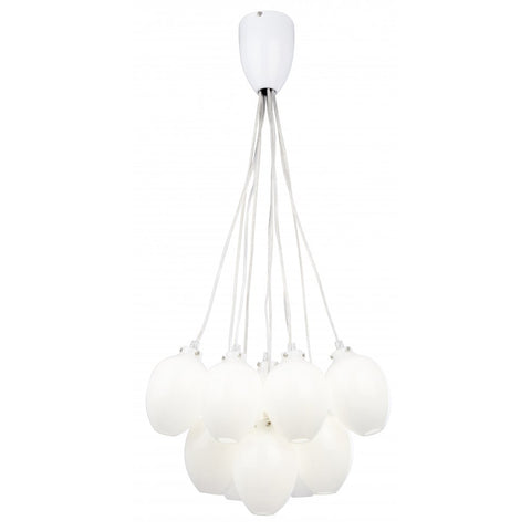 *CLEARANCE* Endon "Chant" White Glass 10-Light Cluster Pendant Chandelier