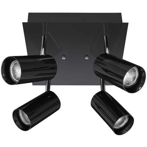 Searchlight COTL 5044-4BK 4-Light Polished Black Spotlight Pendant Fitting.