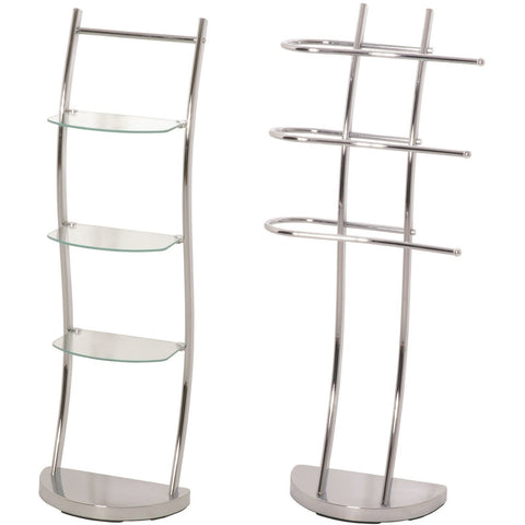 "Curvy" Matching Chrome Bathroom Shelving Rack & Towel Rail.