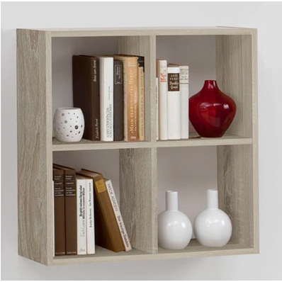 "Dori" Squares Wall Shelf / Bookcase. Display Shelving Unit. Washed Oak.