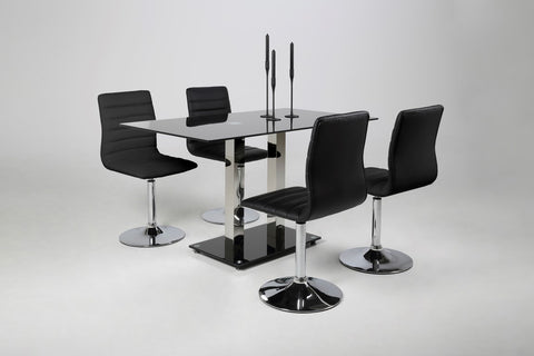 Actona "Piper" Designer Dining Chairs, Padded, Black or White & Chrome.