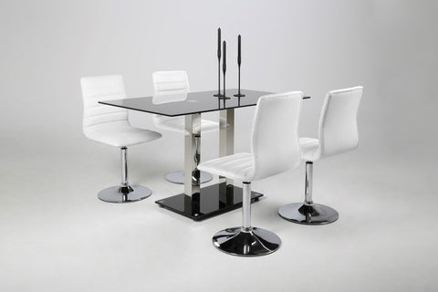 Actona "Piper" Designer Dining Chairs, Padded, Black or White & Chrome.