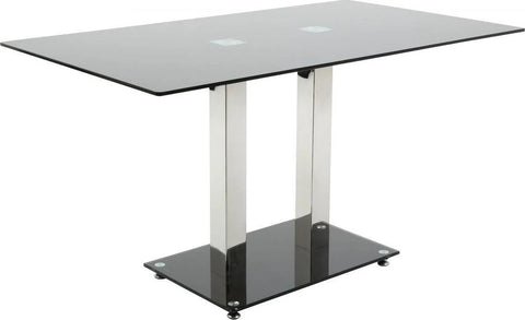 *Clearance* Actona "Elkin" Black Glass & Chrome Dining Table.