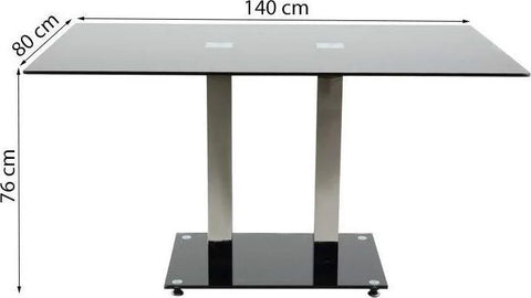 *Clearance* Actona "Elkin" Black Glass & Chrome Dining Table.