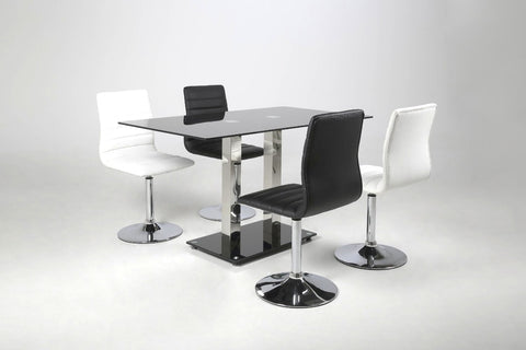 Actona "Piper" Designer Dining Chairs, Padded, Black or White & Chrome.