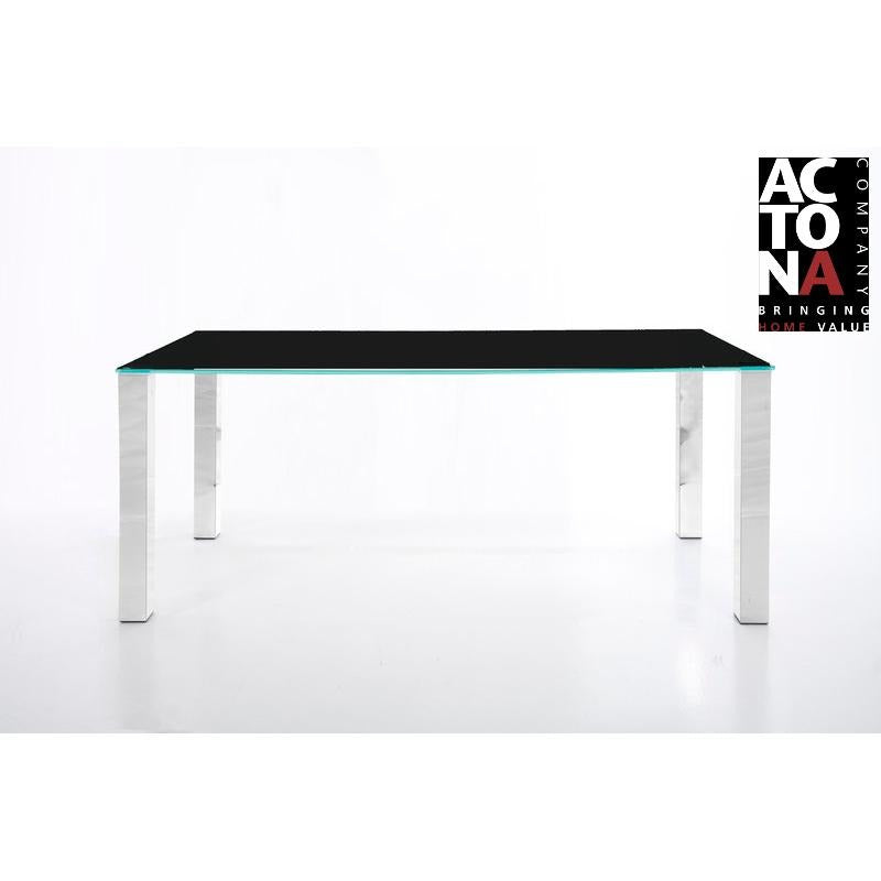 *Clearance* Actona "Kante" Designer Black Glass & Chrome Dining Table., [product_variation] - Freedom Homestore