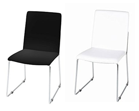 Actona "Kitos" Designer Dining Chairs, Padded, Black or White & Chrome.