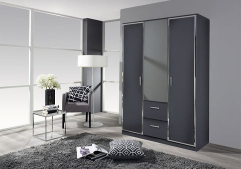 Rauch 'Marl' 3 or 4 Door Wardrobe, Anthracite. German Bedroom Furniture.