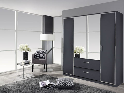 Rauch 'Marl' 3 or 4 Door Wardrobe, Anthracite. German Bedroom Furniture.