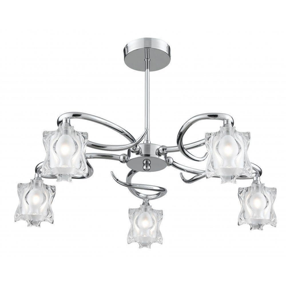 Searchlight 'Murano' 3285-5cc. 5 Light Frosted Glass Ceiling Chandelier., [product_variation] - Freedom Homestore