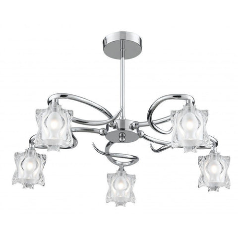 Searchlight 'Murano' 3825-5cc. 5 Light Frosted Glass Ceiling Chandelier.