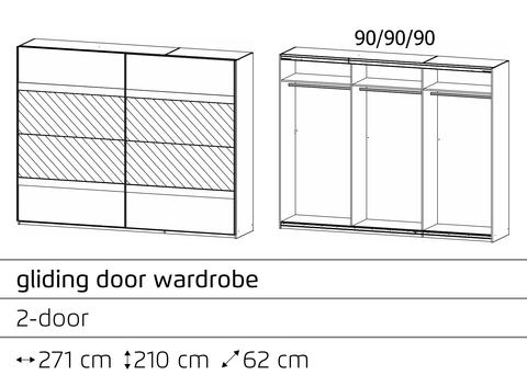 Rauch 'Penzberg' Sliding-Door Wardrobe. German Bedroom Furniture. Anthracite