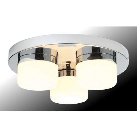 Saxby "Pure" 34200. 3-light Bathroom Ceiling Pendant. Chrome & Glass. IP44.