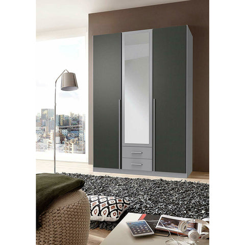 Qmax 'Skate' Mirror Wardrobe. German Made Bedroom Furniture. Grey & Graphite, [product_variation] - Freedom Homestore