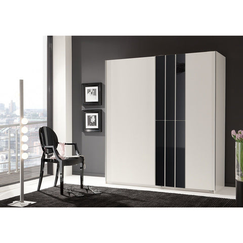 Qmax 'Cologne' 180cm Sliding Door Wardrobe - German Bedroom Furniture. White