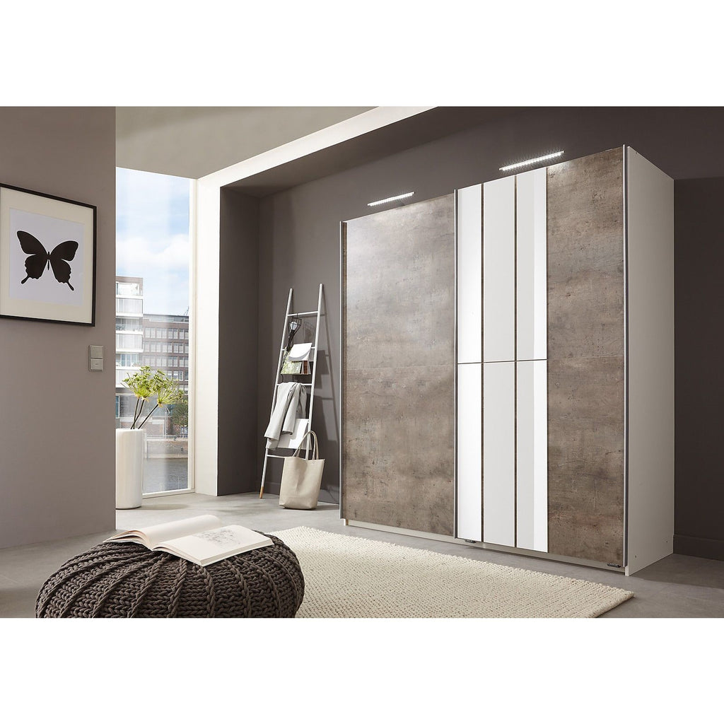 Qmax 'Cologne' 180cm Sliding Door Wardrobe - German Bedroom Furniture. Concrete, [product_variation] - Freedom Homestore
