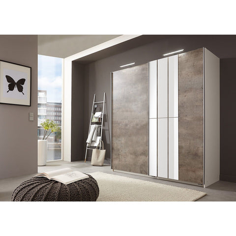 ASSEMBLY INCLUDED Qmax 'Cologne' 180cm Sliding Door Wardrobe - German Bedroom Furniture. Concrete